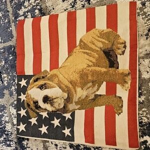 American Bulldog Flag  Cushion Pillow Cover USA Animal Pet Kennel Freedom
